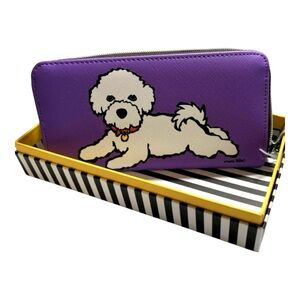 Marc Tetro White Bichon Frise Dog Zip Wallet